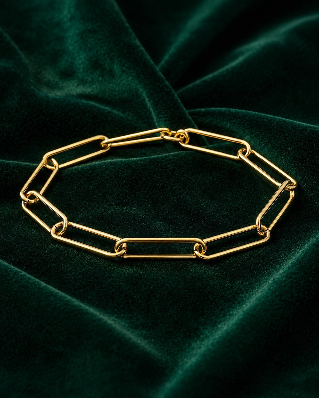 Gold Plated Waterproof Minimalist Paper Clip Chain Link Bracelet (11210)