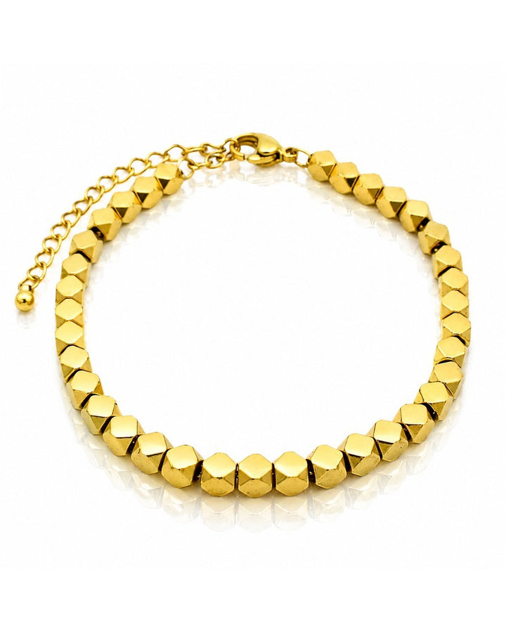 Gold Plated Waterproof Disco Ball Bead String Bracelet (10980)