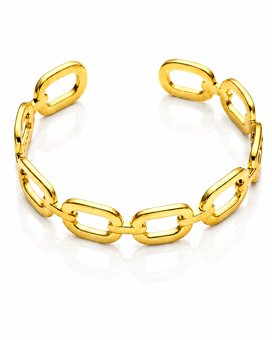 Gold Plated Waterproof Chunky Link Chain Cuff Bangle (10696)
