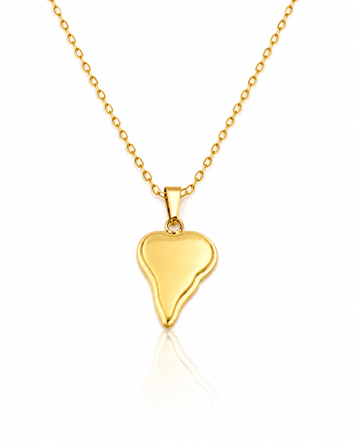 Gold Plated Waterproof Asymmetric Heart Pendant Necklace - 45 cm  (11548)
