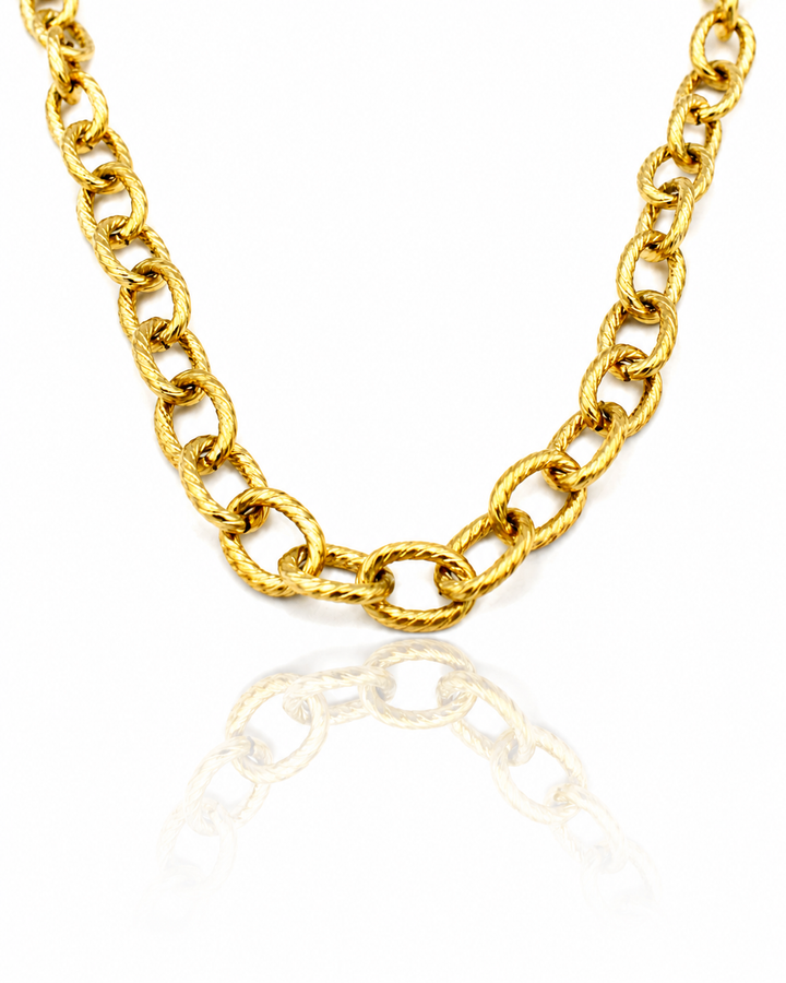 Gold Plated Waterproof Chunky Link Chain Necklace 45cm (11423)