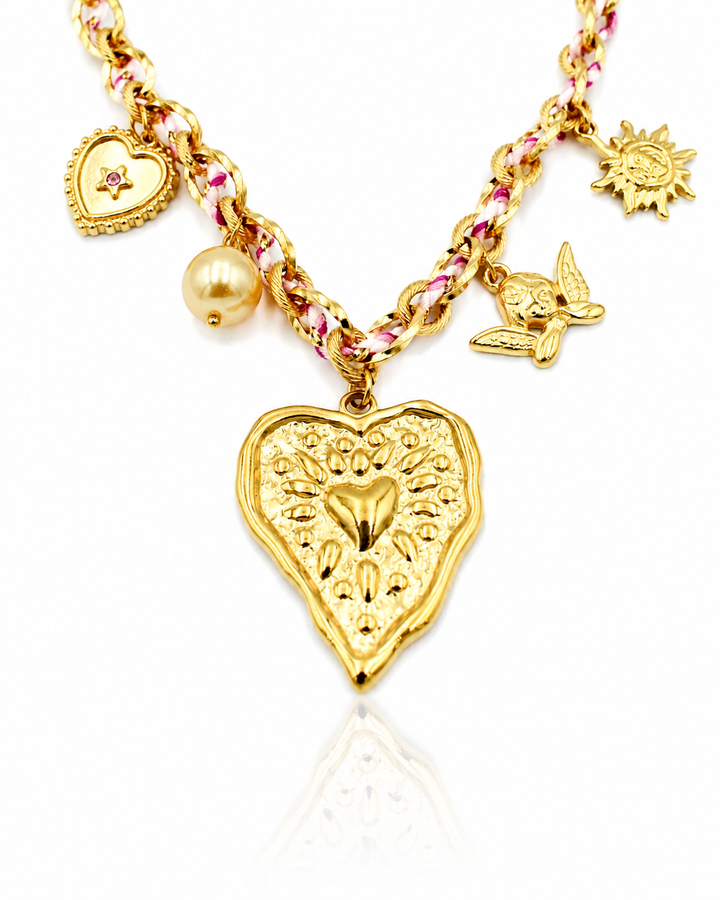Gold Plated Waterproof Heart Beam Charm Pendant Necklace - 44 cm  (11422)