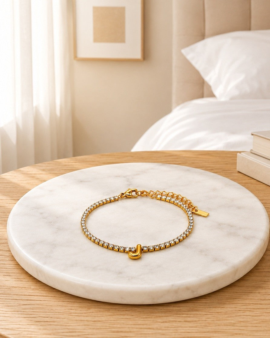 Gold Plated Initial Letter 'J' Personalised Bracelet (11483)
