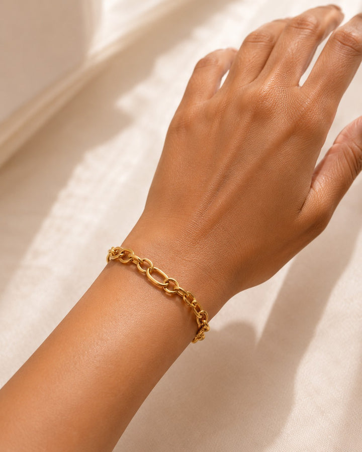 Gold Plated Waterproof Chunky Link Chain Bracelet (11208)