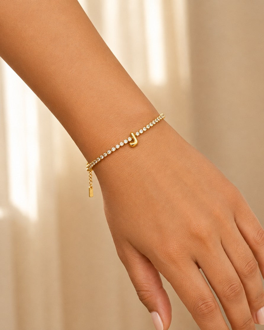 Gold Plated Initial Letter 'J' Personalised Bracelet (11483)