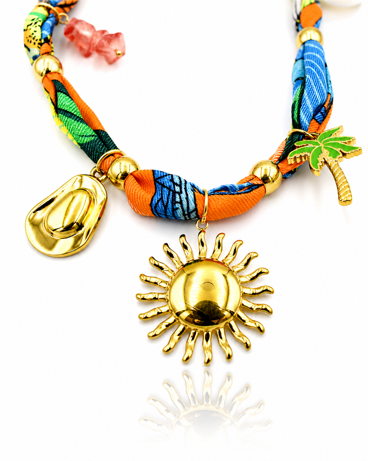 Gold Plated Waterproof Vibrant Sunflower Charm Necklace - 45.5 cm  (11411)
