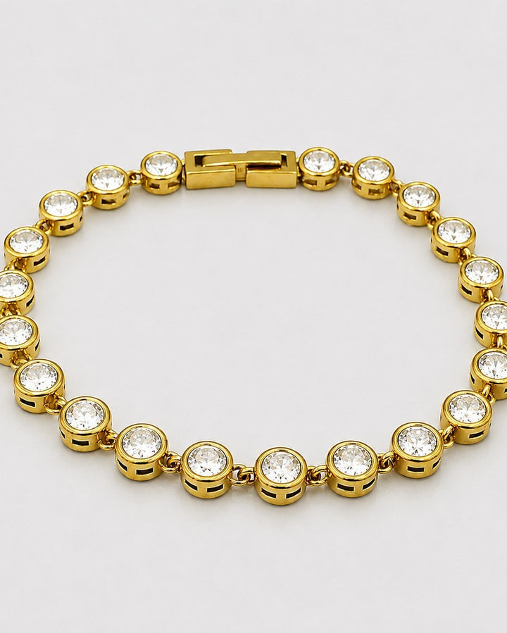 Gold Plated Waterproof Cubic Zirconia Tennis Bracelet (11468)