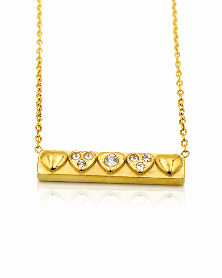 Gold Plated Waterproof Heart Pendant Dainty Chain Necklace - 44.5 cm  (11407)