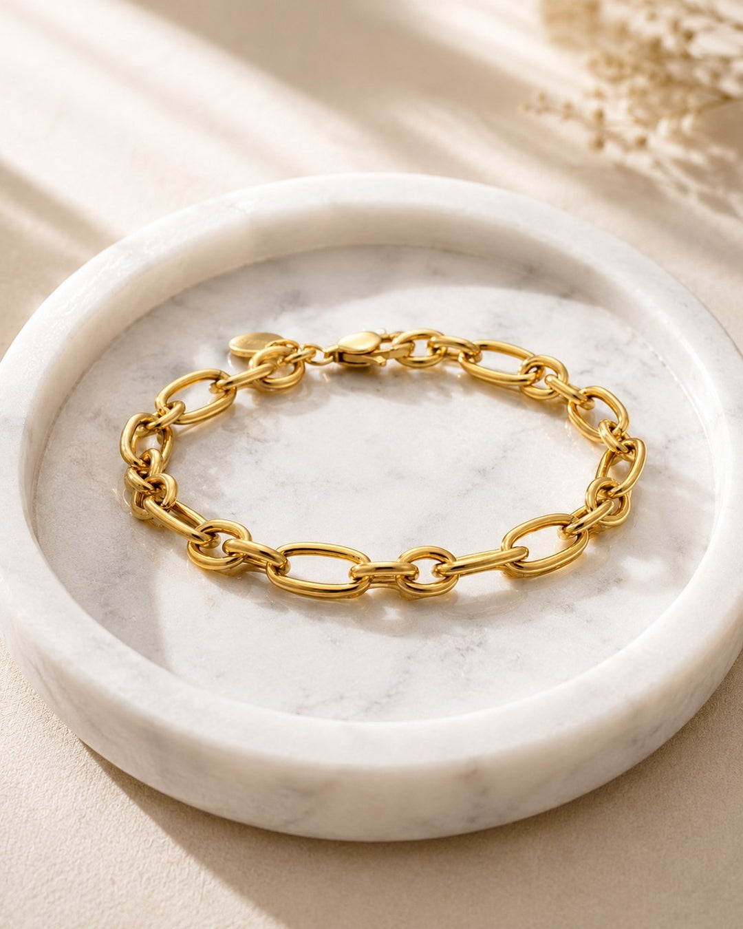 Gold Plated Waterproof Chunky Link Chain Bracelet (11208)