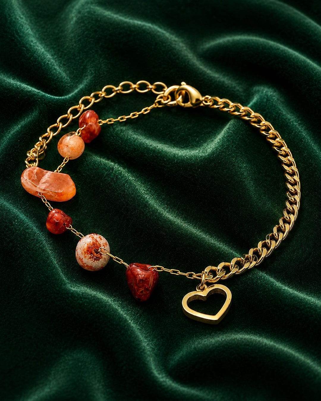 Gold Plated Antique Heart Charm Bracelet (11002)