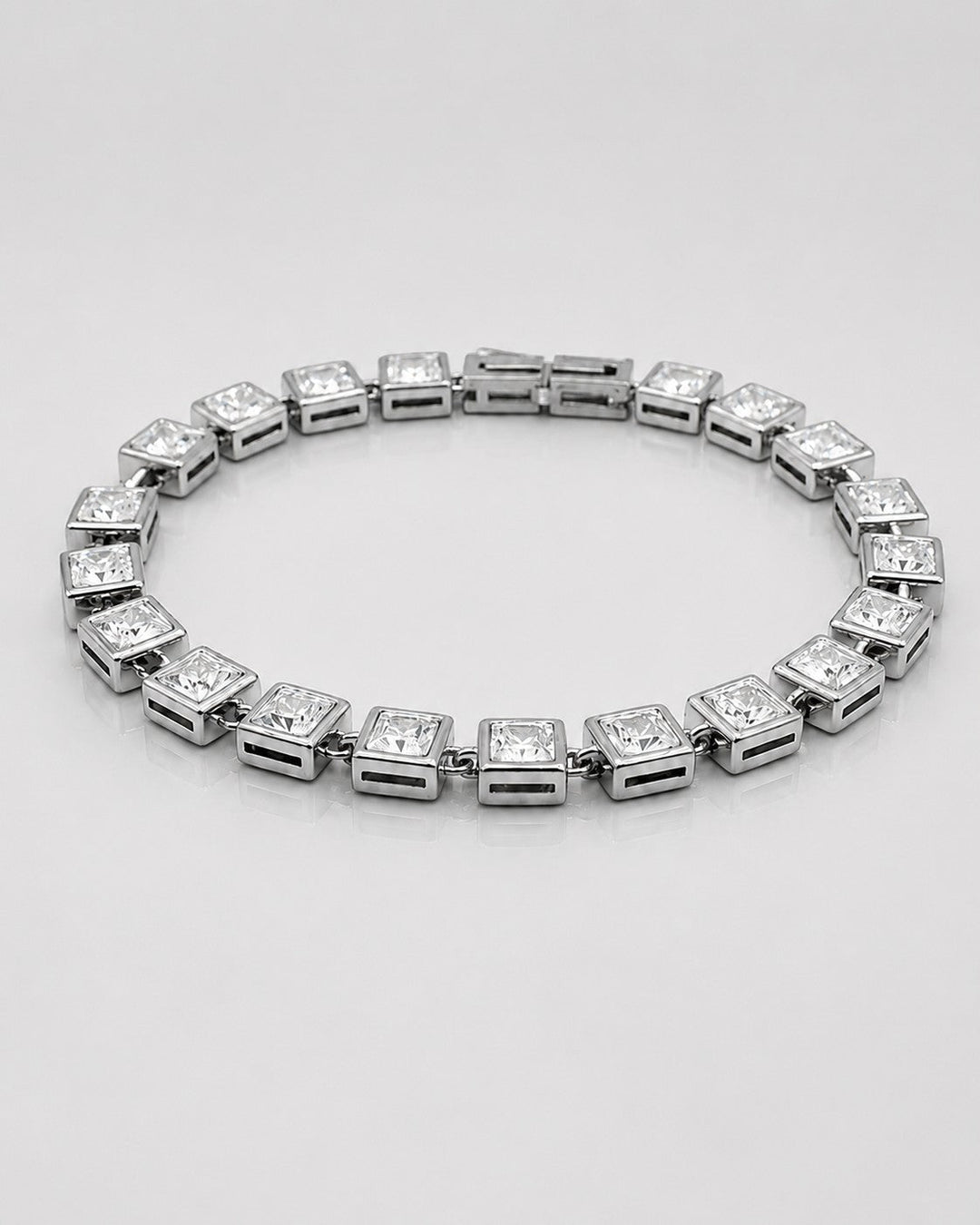 Rhodium Plated Cubic Zirconia Tennis Bracelet (11442)