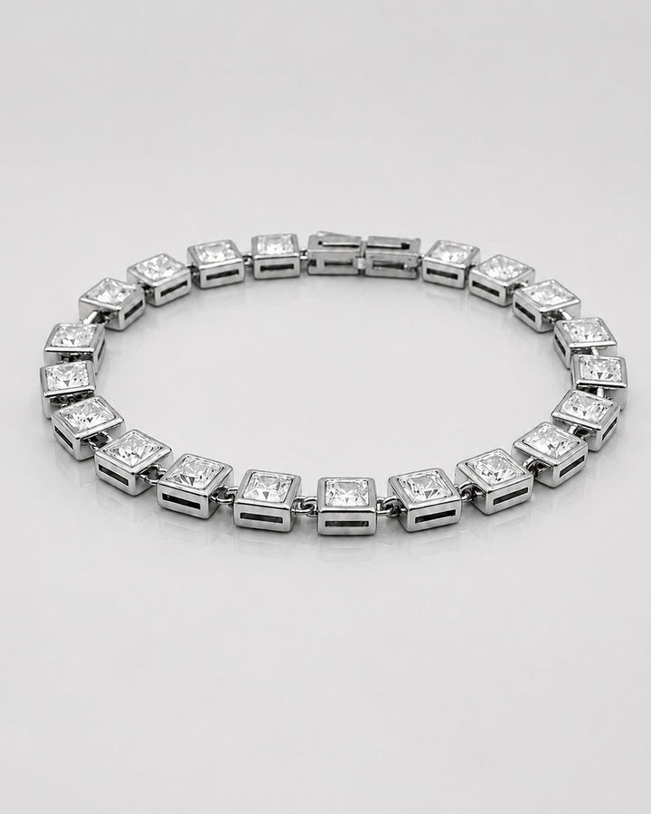 Rhodium Plated Cubic Zirconia Tennis Bracelet (11442)