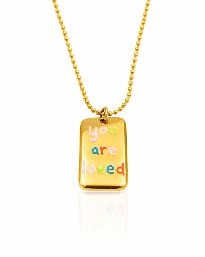 Gold Plated You Are Loved Heart Pendant Necklace - 50.7 cm  (11114)