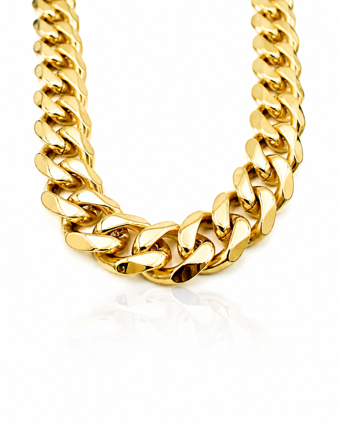 Gold Plated Waterproof Chunky Cuban Chain Statement Necklace (11248)