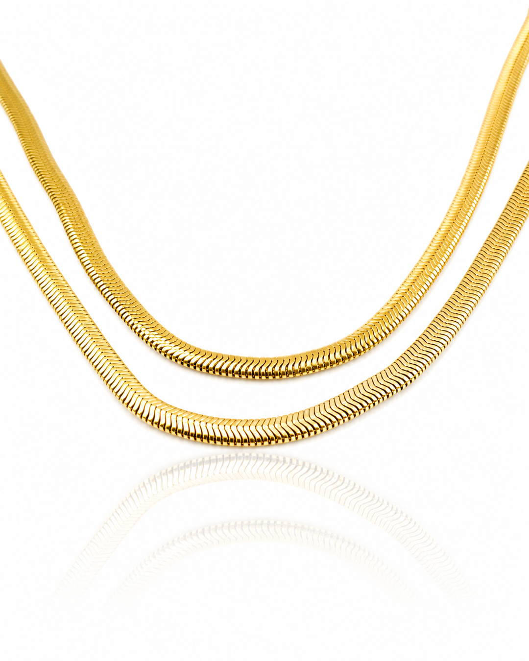 Gold Plated Waterproof Double Layer Snake Chain Necklace (11244)