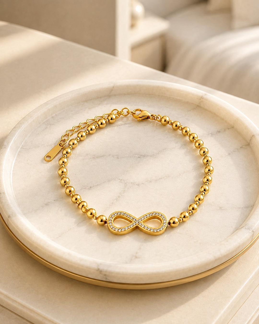 Gold Plated Infinity Symbol Crystal Bracelet (10834)