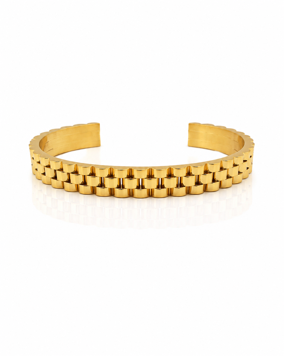 Gold Plated Waterproof Wide Cuff Bangle Bracelet (11767)