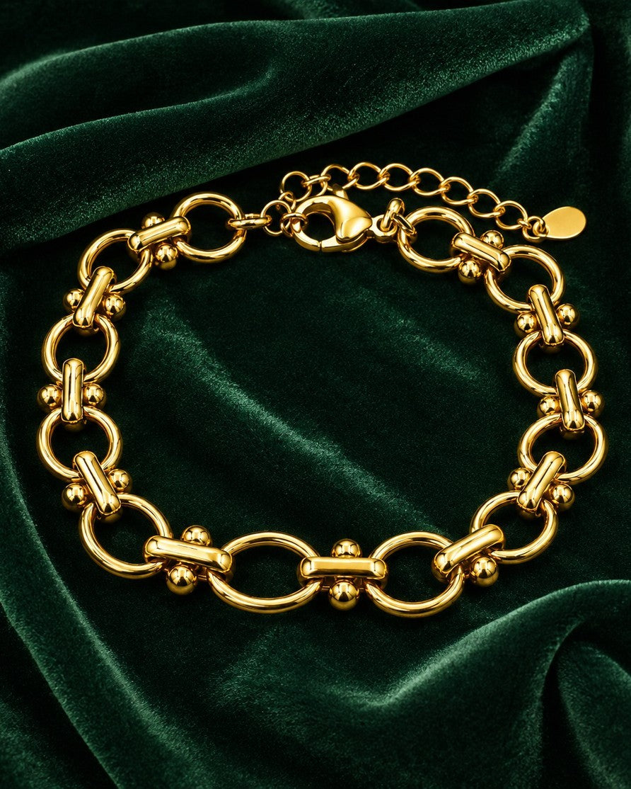 Gold Plated Waterproof Padlock Chain Link Bracelet (11469)