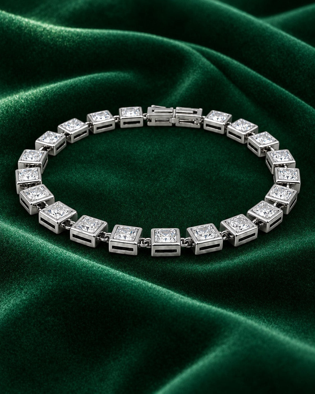 Rhodium Plated Cubic Zirconia Tennis Bracelet (11442)