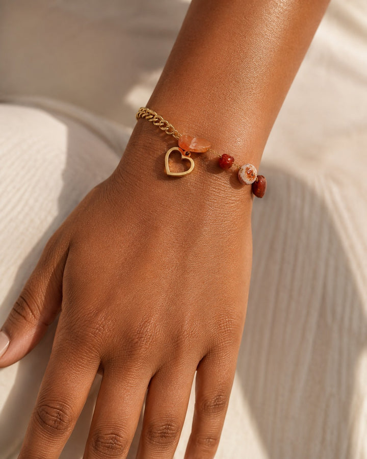 Gold Plated Antique Heart Charm Bracelet (11002)
