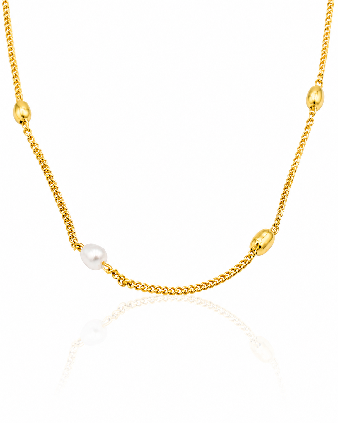 Freshwater Pearl Beaded Gold Plated Waterproof Necklace (11102)