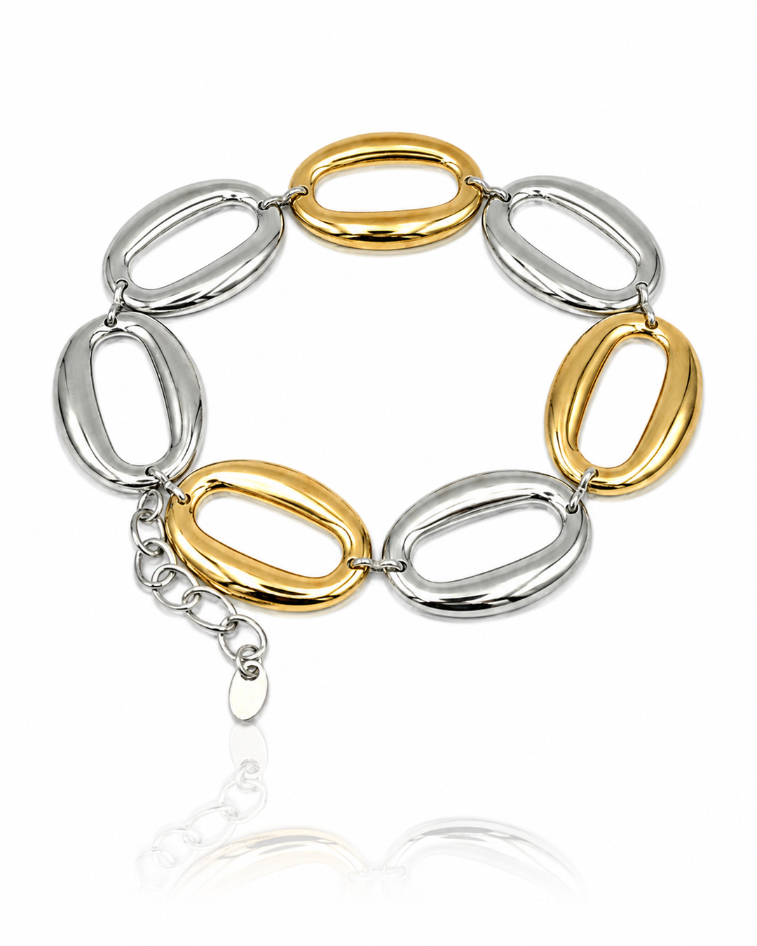 Two-Tone Chunky Chain Link Bracelet Gold & Silver (11759)