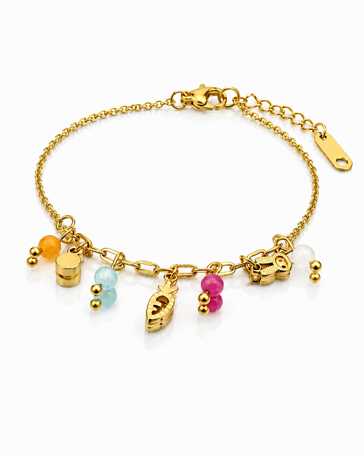 Gold Plated Waterproof Playful Carrot Charm Bracelet (11448)