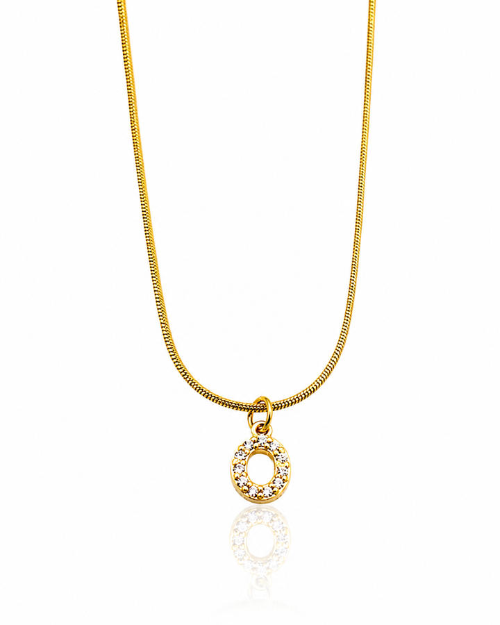 Gold Plated Waterproof Initial Letter 'O' Pendant Necklace - 43.5 cm  (10880)