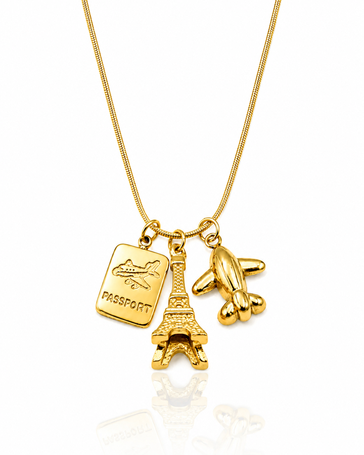 Gold Plated Waterproof Eiffel Tower Charm Pendant Necklace  - 47.8 cm (11419)