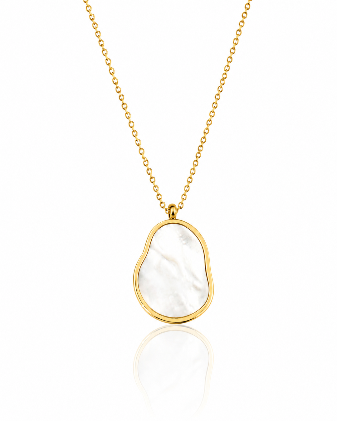Gold Plated Mother of Pearl Pendant Necklace (10862)