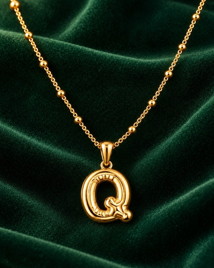 Gold Toned 'Q' Chunky Necklace - 49 cm (11650)