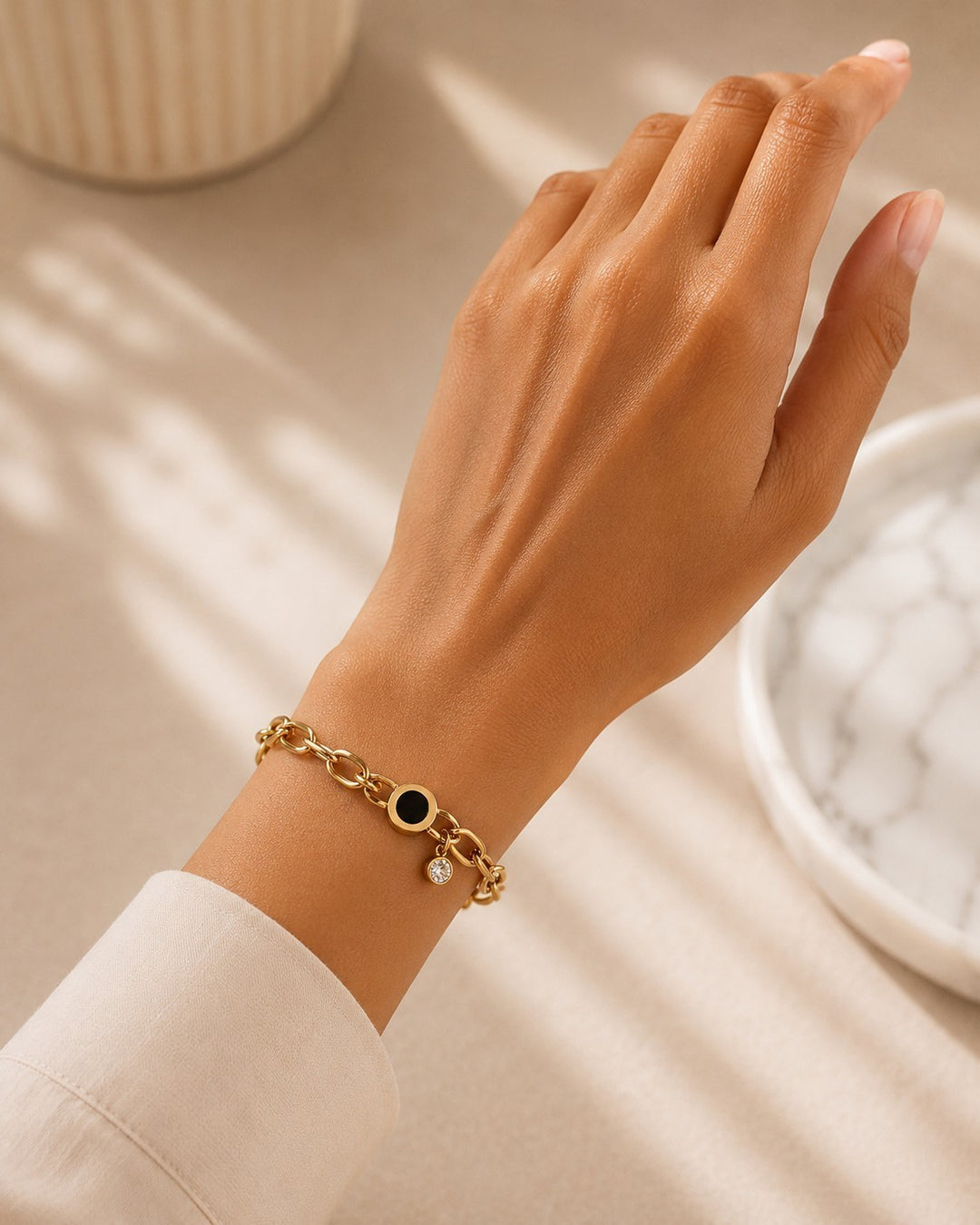 Gold Plated Waterproof Paper Link Chain Bracelet (10682)