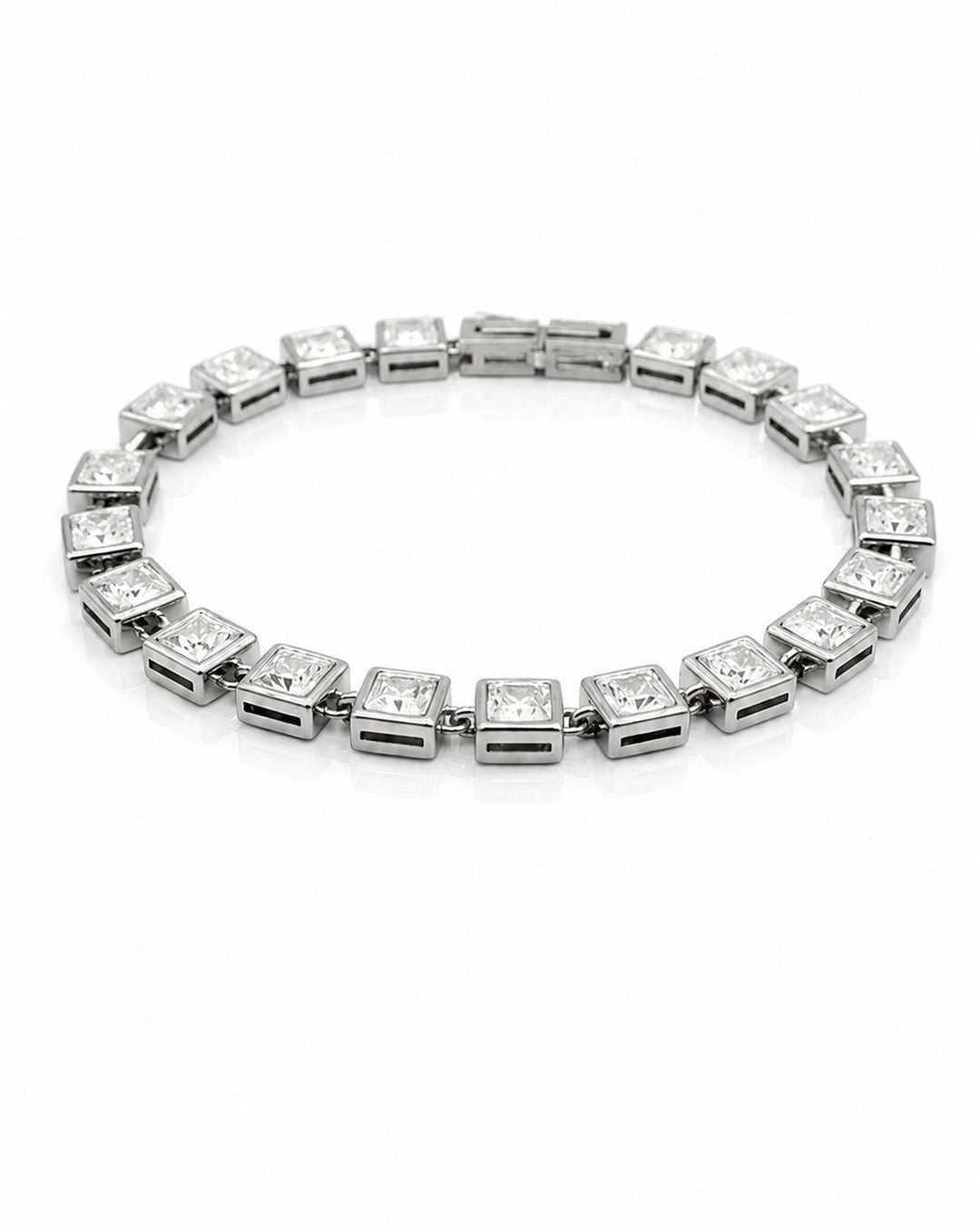 Rhodium Plated Cubic Zirconia Tennis Bracelet (11442)