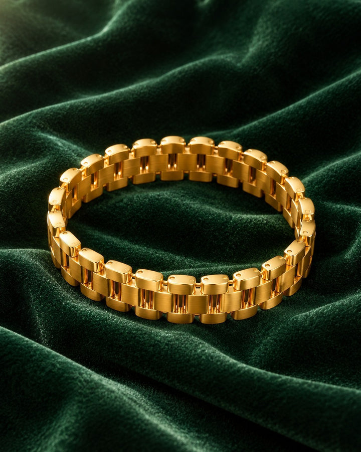 Gold Plated Waterproof Chunky Link Chain Adjustable Bracelet (11217)