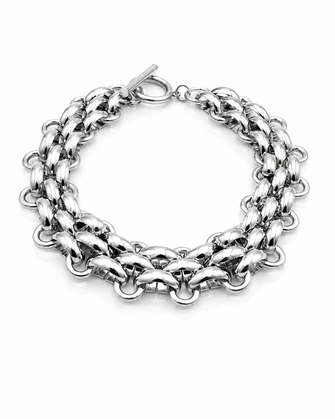 Rhodium Plated Chunky Toggle Chain Bracelet (11586)