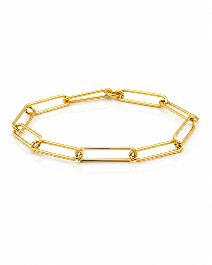 Gold Plated Waterproof Minimalist Paper Clip Chain Link Bracelet (11210)