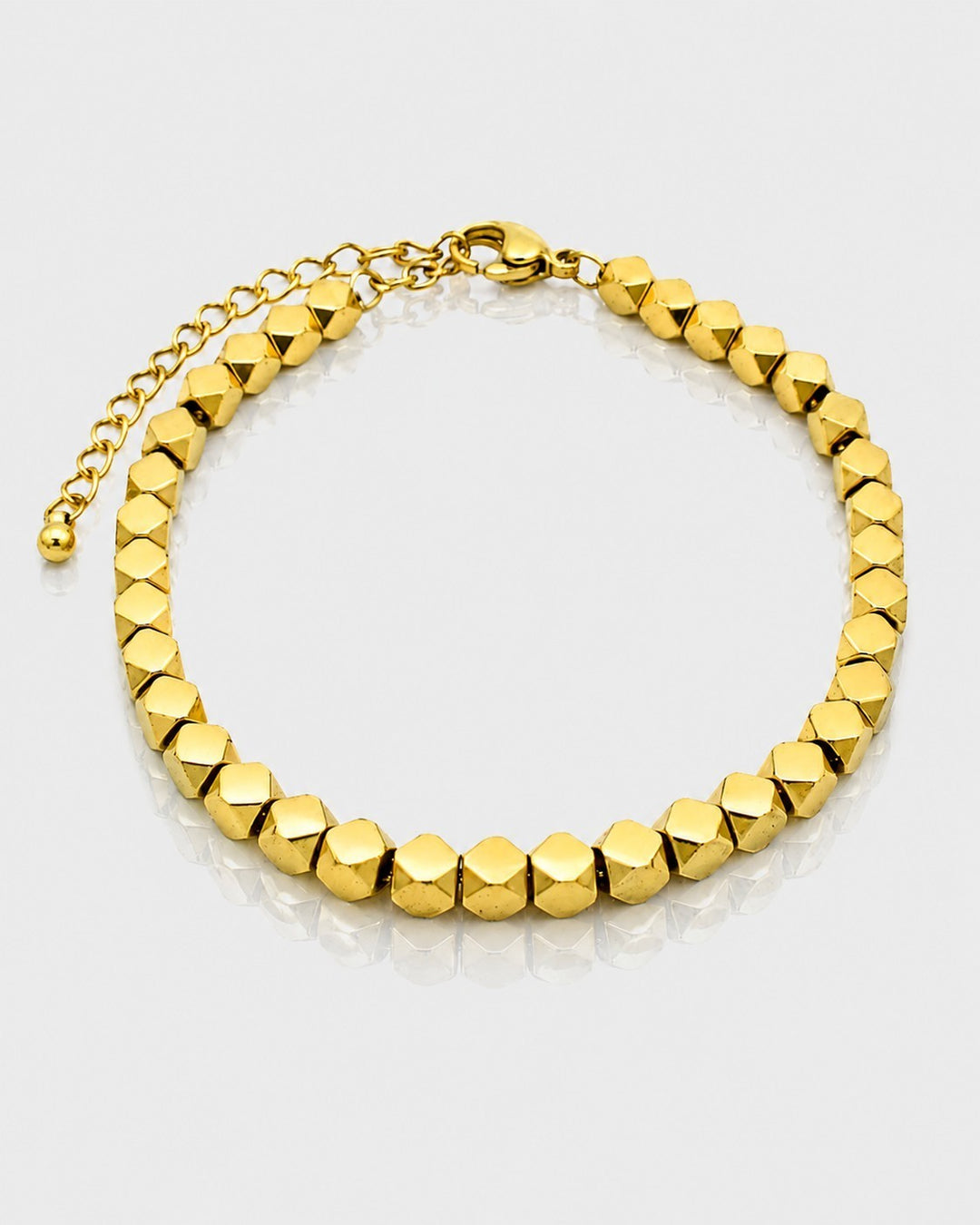 Gold Plated Waterproof Disco Ball Bead String Bracelet (10980)