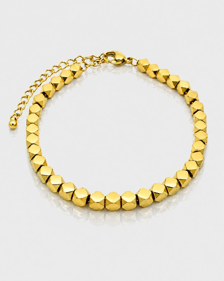 Gold Plated Waterproof Disco Ball Bead String Bracelet (10980)