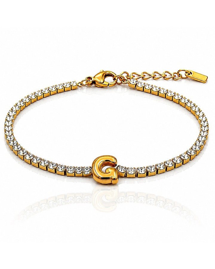 Gold Plated Waterproof Initial 'G' Letter Charm Bracelet (11480)