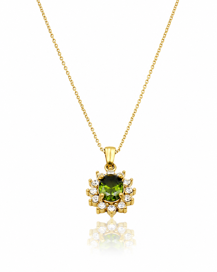 Gold Plated Emerald Green Crystal Teardrop Pendant Necklace - 45.2 cm  (10675)