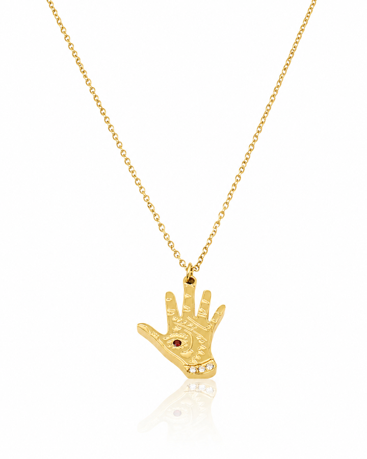 Gold Plated Evil Eye Hamsa Hand Protection Pendant Necklace - 44.5 cm  (10649)