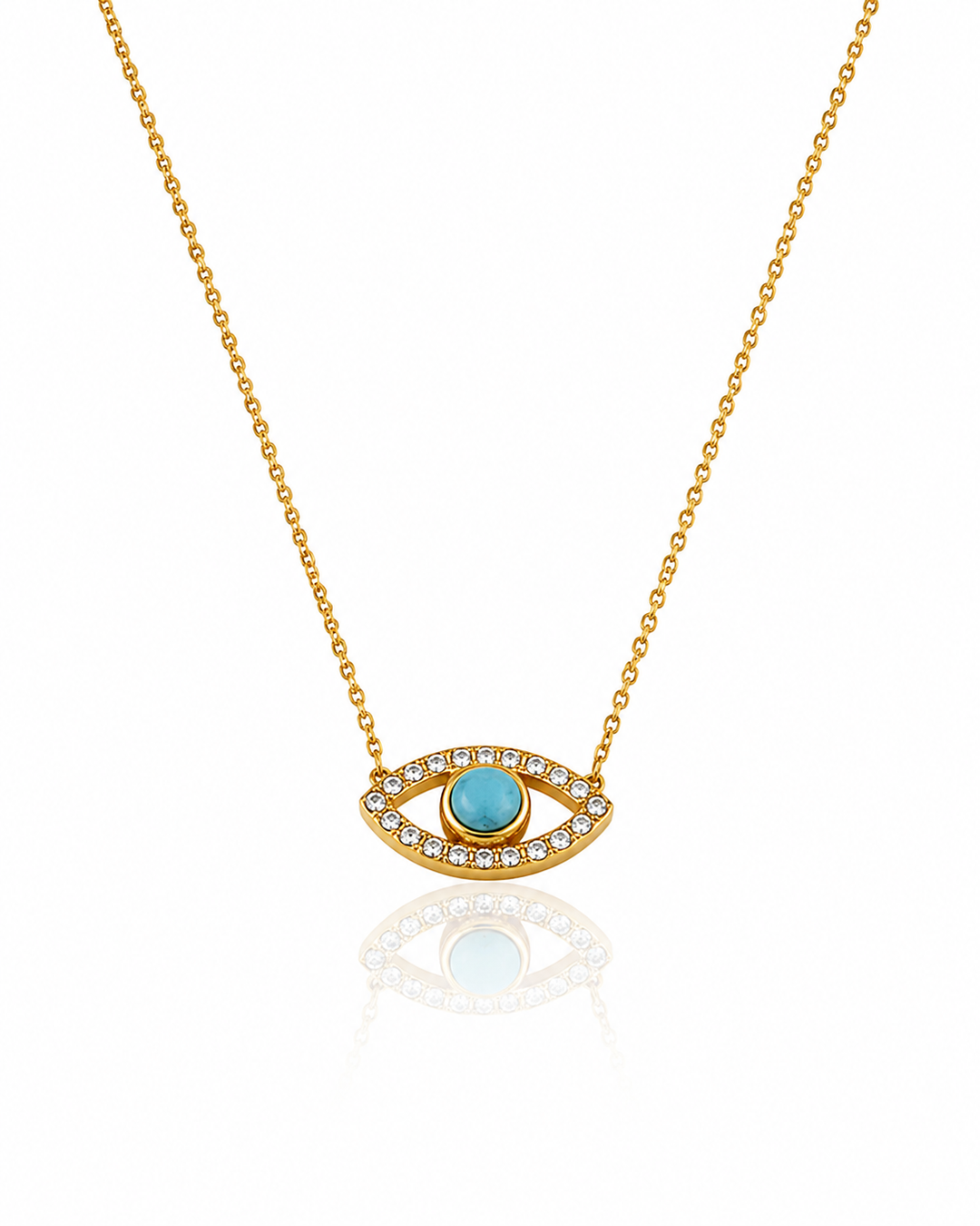 Blue Crystal Zirconia Gold Plated Waterproof Statement Necklace (10642)