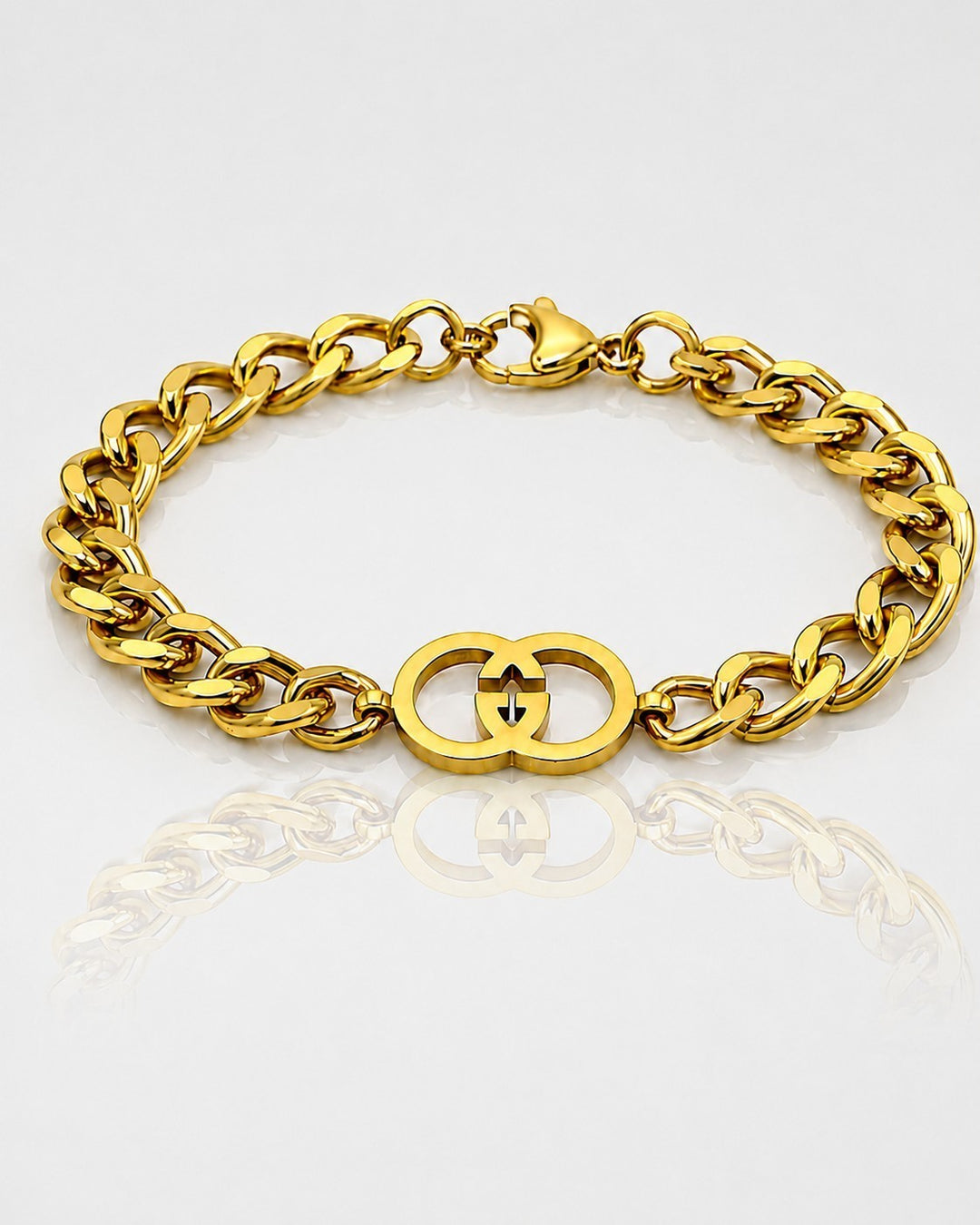 Gold Plated Waterproof Cuban Link Chain Bracelet (10686)