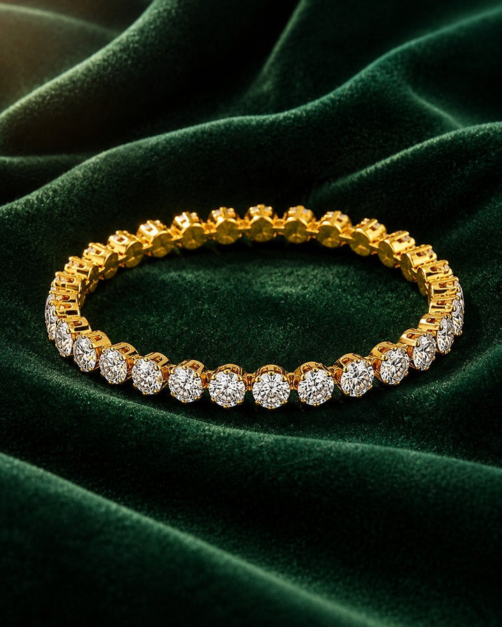 Gold Plated Cubic Zirconia Pavé Bangle Bracelet (11459)