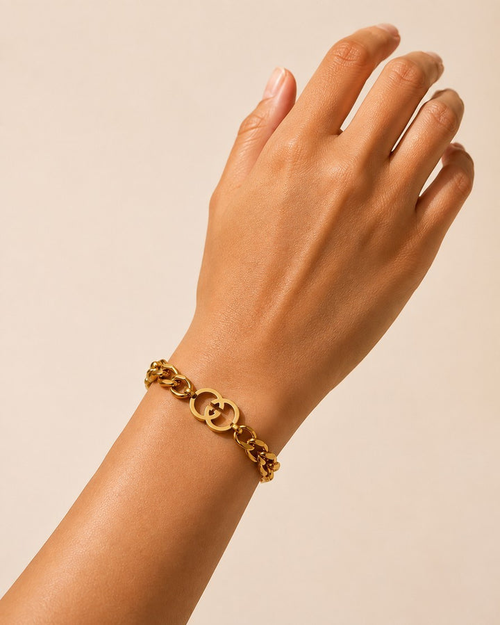 Gold Plated Waterproof Cuban Link Chain Bracelet (10686)
