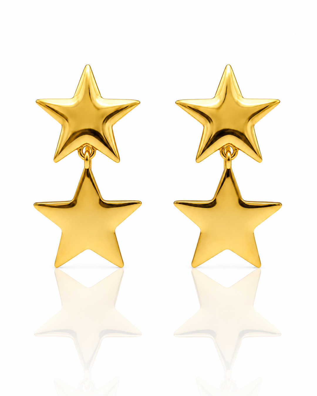 Gold Plated Waterproof Celestial Star Drop Earrings (10560)
