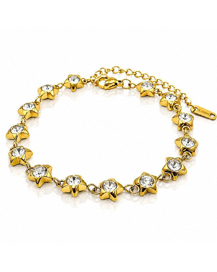 Gold Plated Waterproof Celestial Star and Arrow Charm Bracelet (11464)