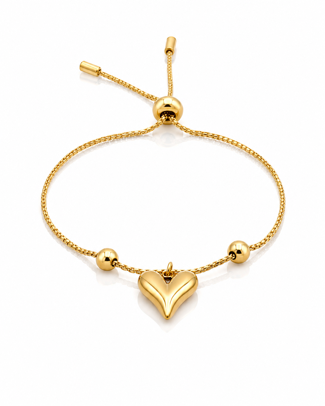 Gold Plated Adjustable Heart Chain Bracelet (11003)