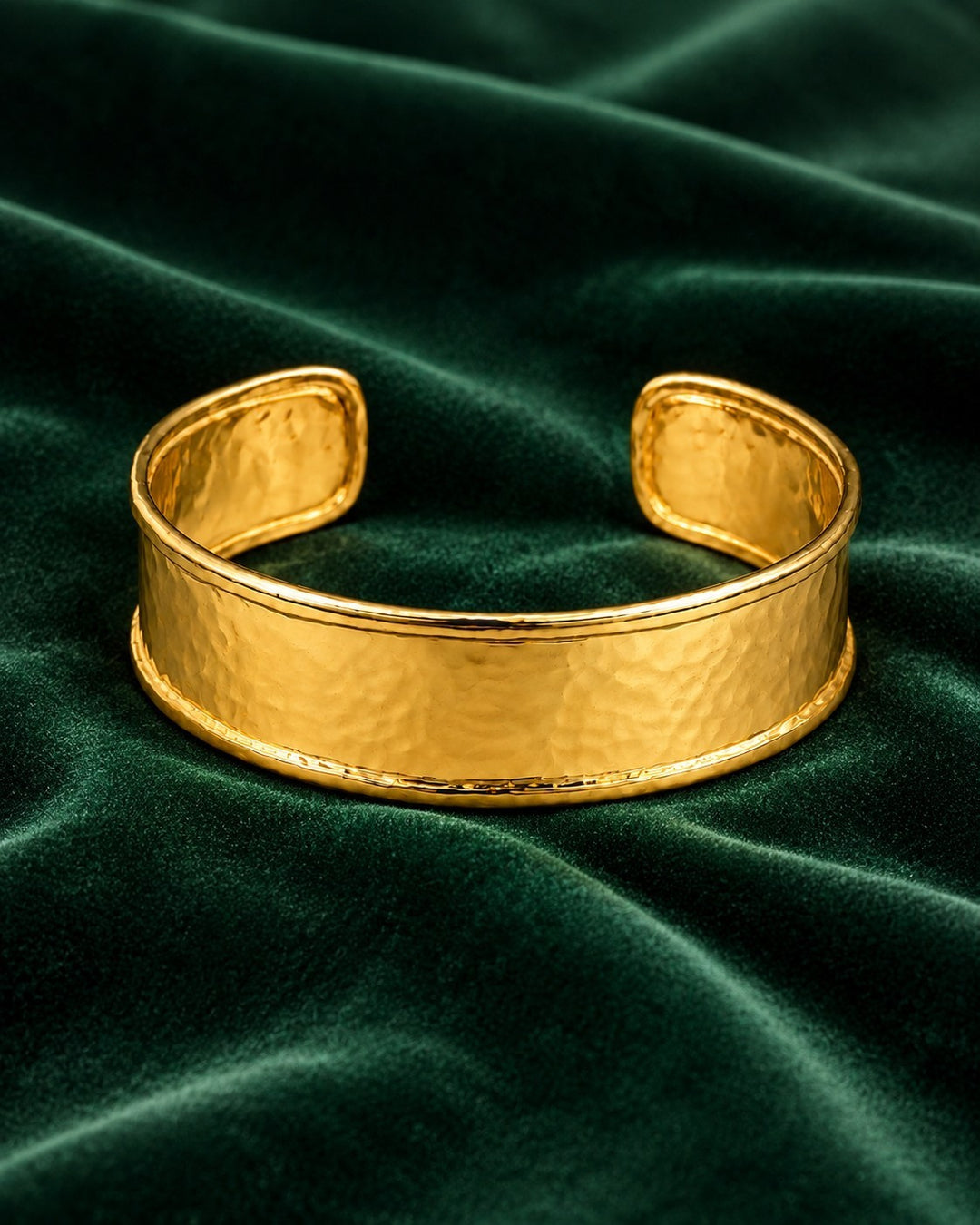 Gold Toned Hammered Textured Brushed Bangle Bracelet (11451)