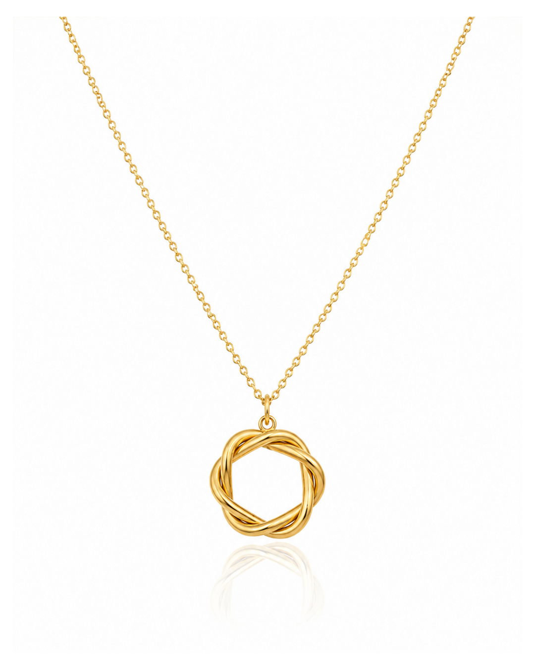 Gold Plated Textured Rope Circle Pendant Necklace (10626)